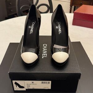 CHANEL Black and White Heels